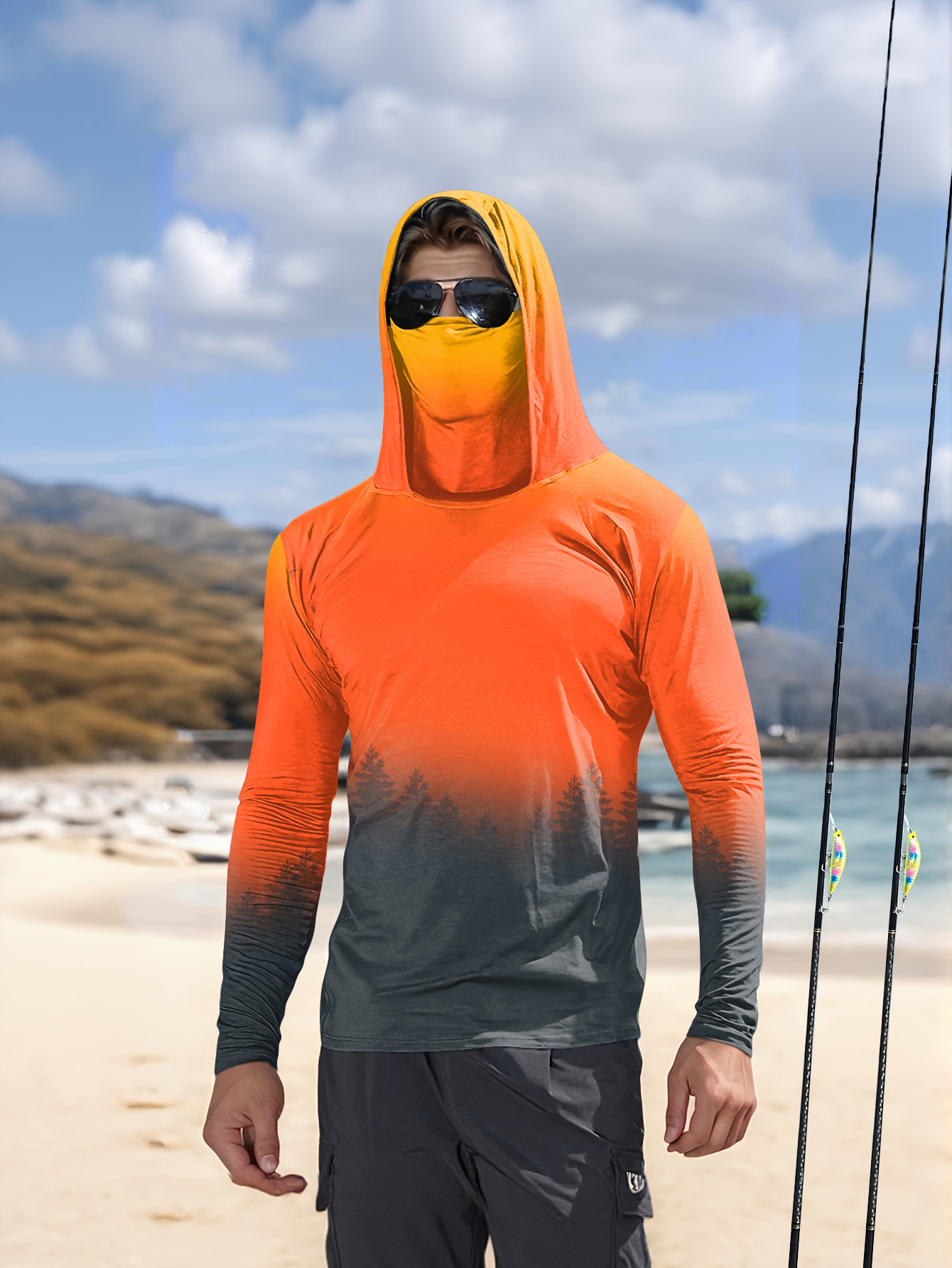 Hoodie Pria Motif Hutan Gradas - Fishing Hoodie ulasan dan harga