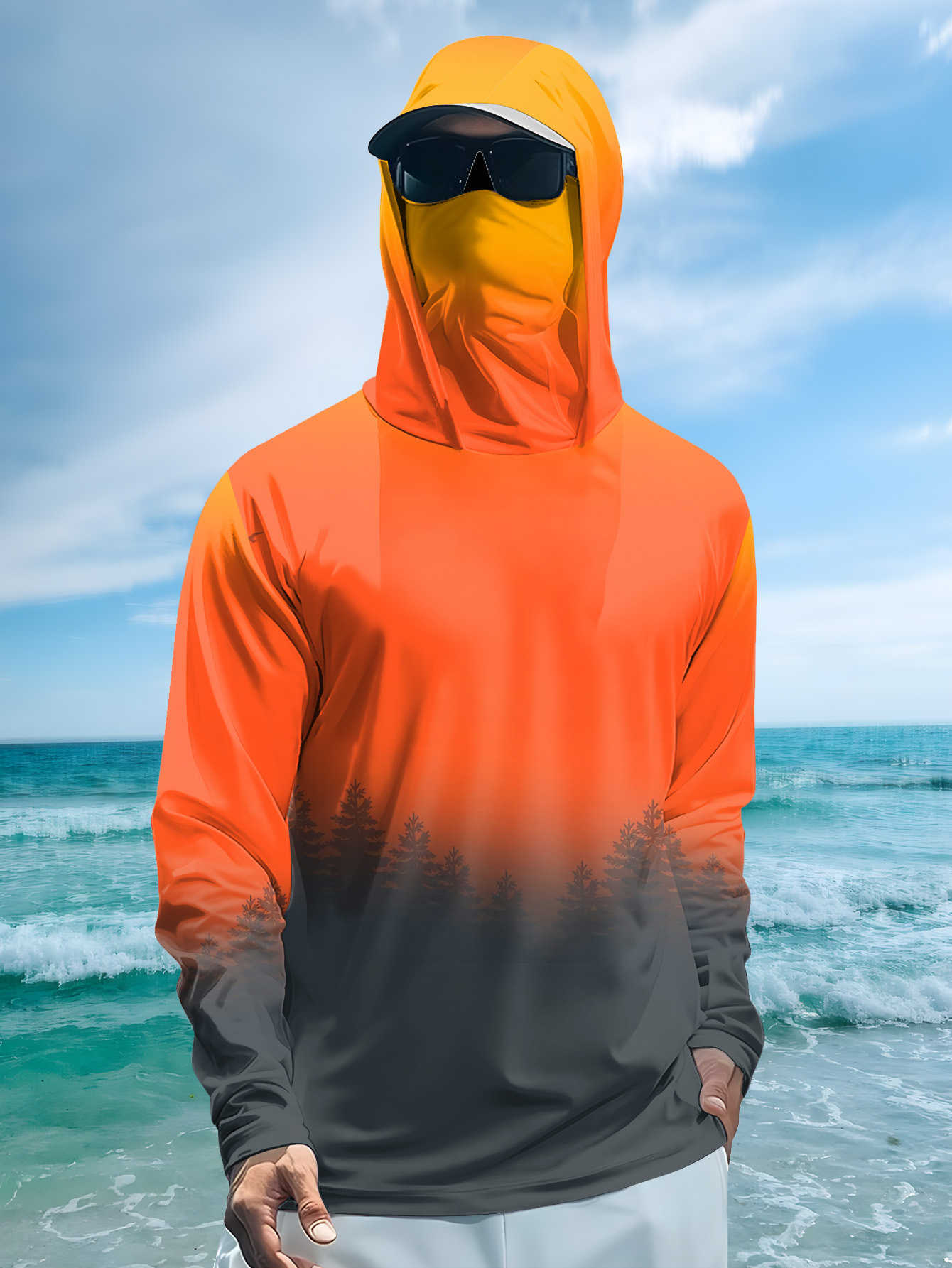 Hoodie Pria Motif Hutan Gradas - Fishing Hoodie ulasan dan harga